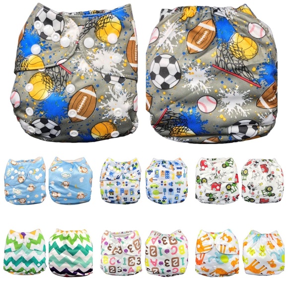 IXYVIA 7 Cloth Pocket Diapers Adjustable Snaps NEW